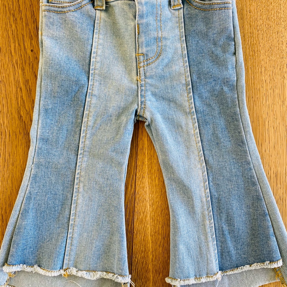 Art class boho toddler raw hem denim